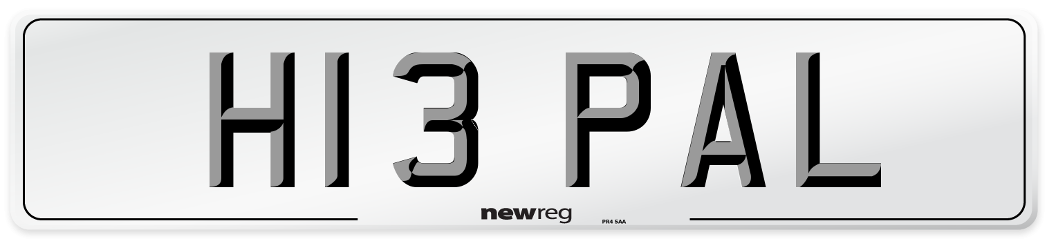 H13 PAL Number Plate from New Reg